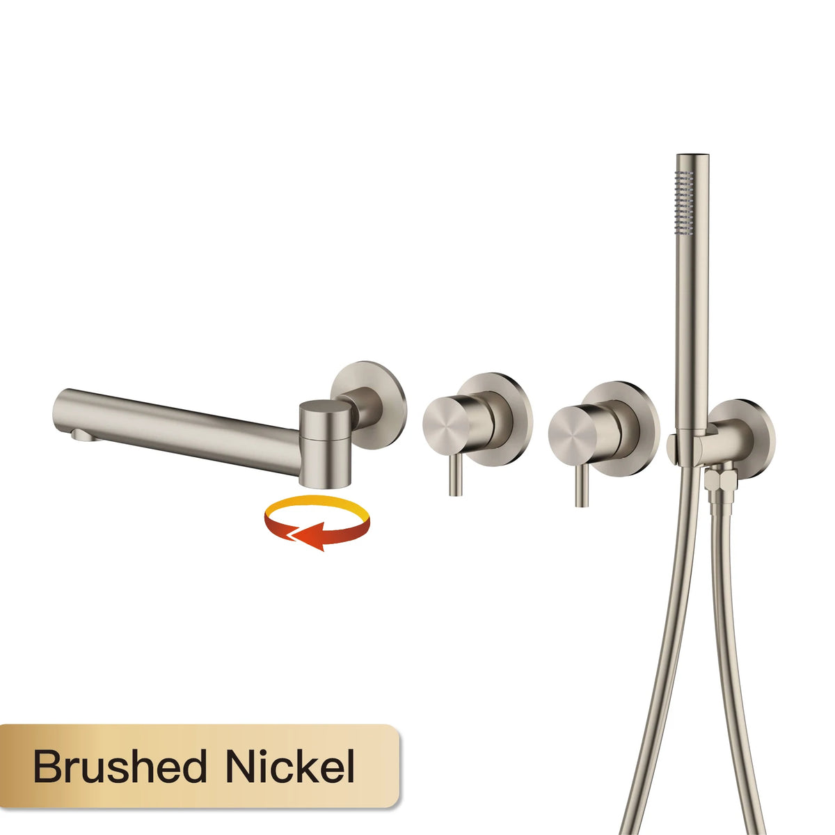 Simple Luxury Gun Gray Brass Bathroom Faucet with Wall Design and a Dual Handle Bathtub Mixer for Both Hot and Cold Water