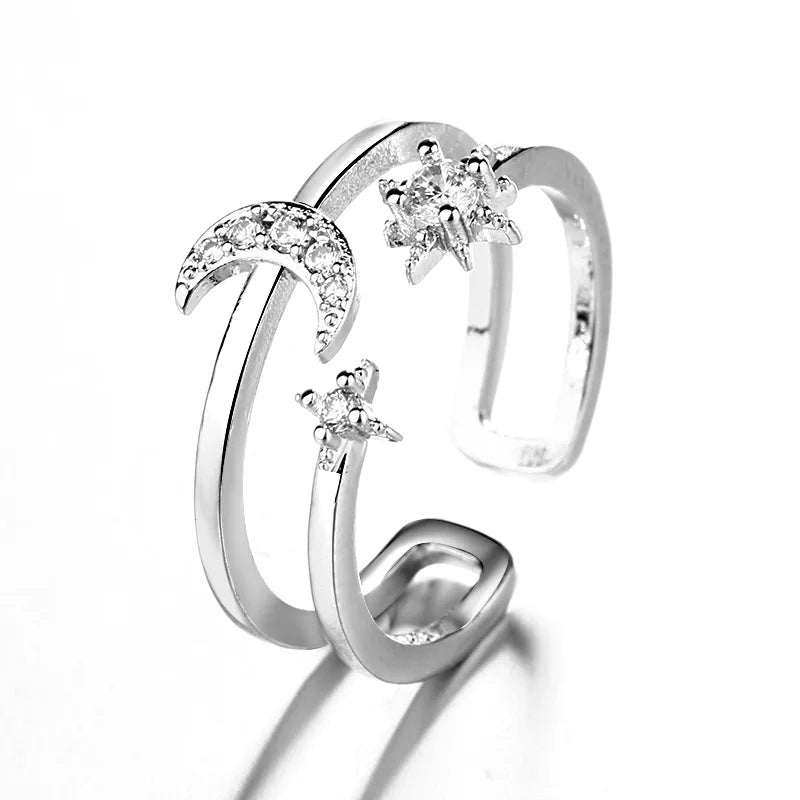 VENTFILLE 925 Sterling Silver Rings INS Fashion Hip Hop Vintage Couples Hollow Lines Punk Thai Silver Party Adjustable  Jewelry