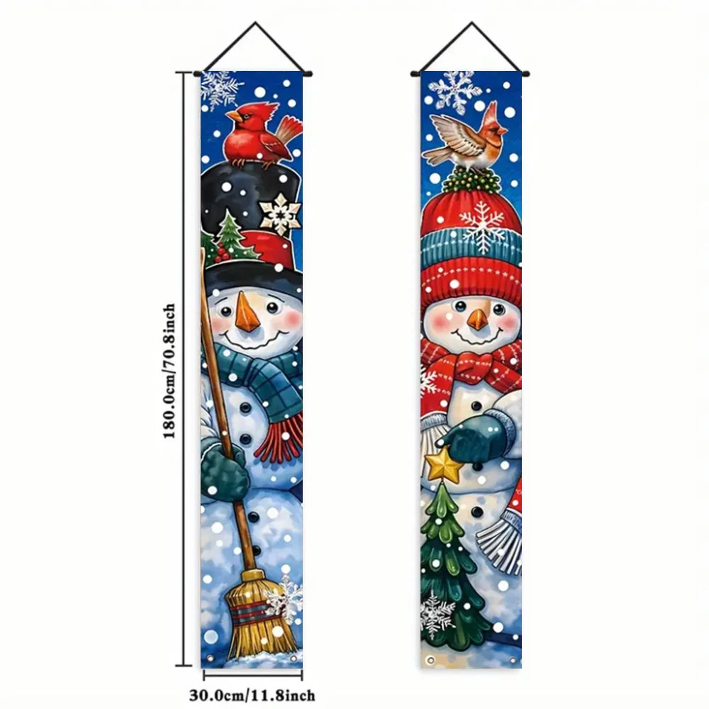 Christmas New Year Decorations Couplet Santa Snowman Door Banner For Home 2025 Xmas Hanging Ornaments Navidad Gift New Year 2026