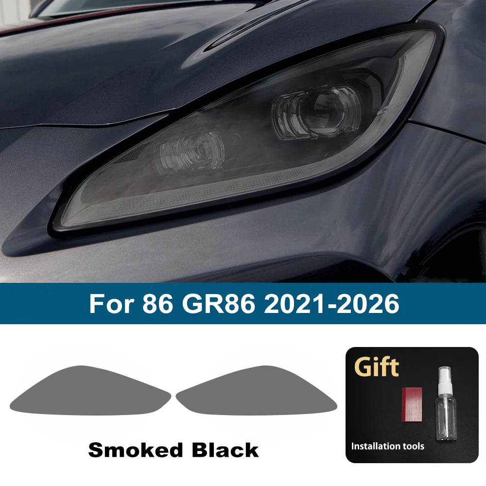 Car Headlight Protective Film For Toyota 86 GR86 2012-2026 Smoke Black Pre Cut Anti-Scratch High-Gloss Auto Vinyl Wrap Film