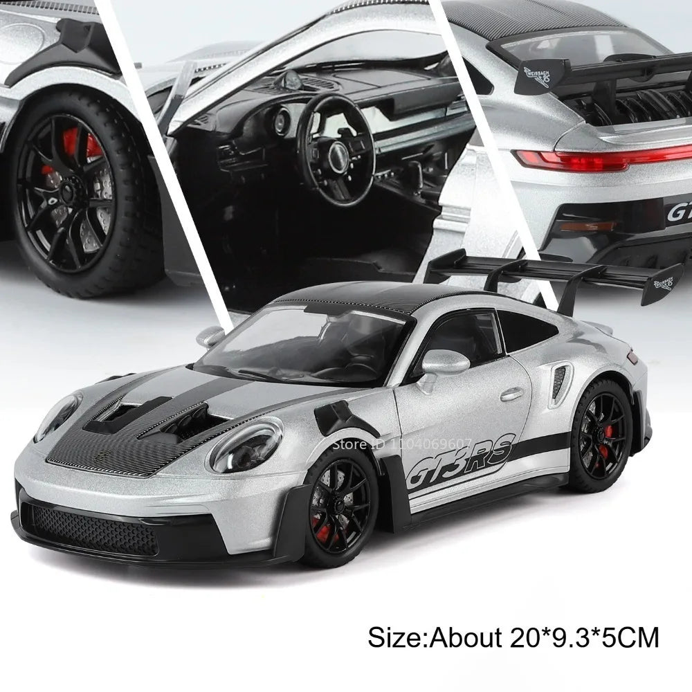 1:24 Scale Supra A80 911 GT3RS Supercar Model Toy Alloy Diecast Shock Absorption Doors Opened Sound Light Collection Sports Cars