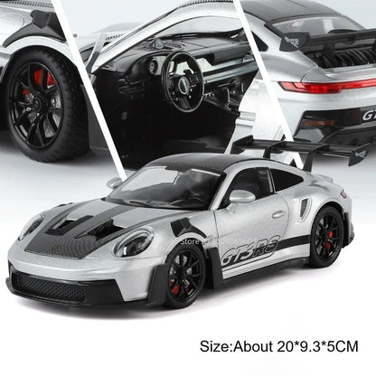 1:24 Scale Supra A80 911 GT3RS Supercar Model Toy Alloy Diecast Shock Absorption Doors Opened Sound Light Collection Sports Cars