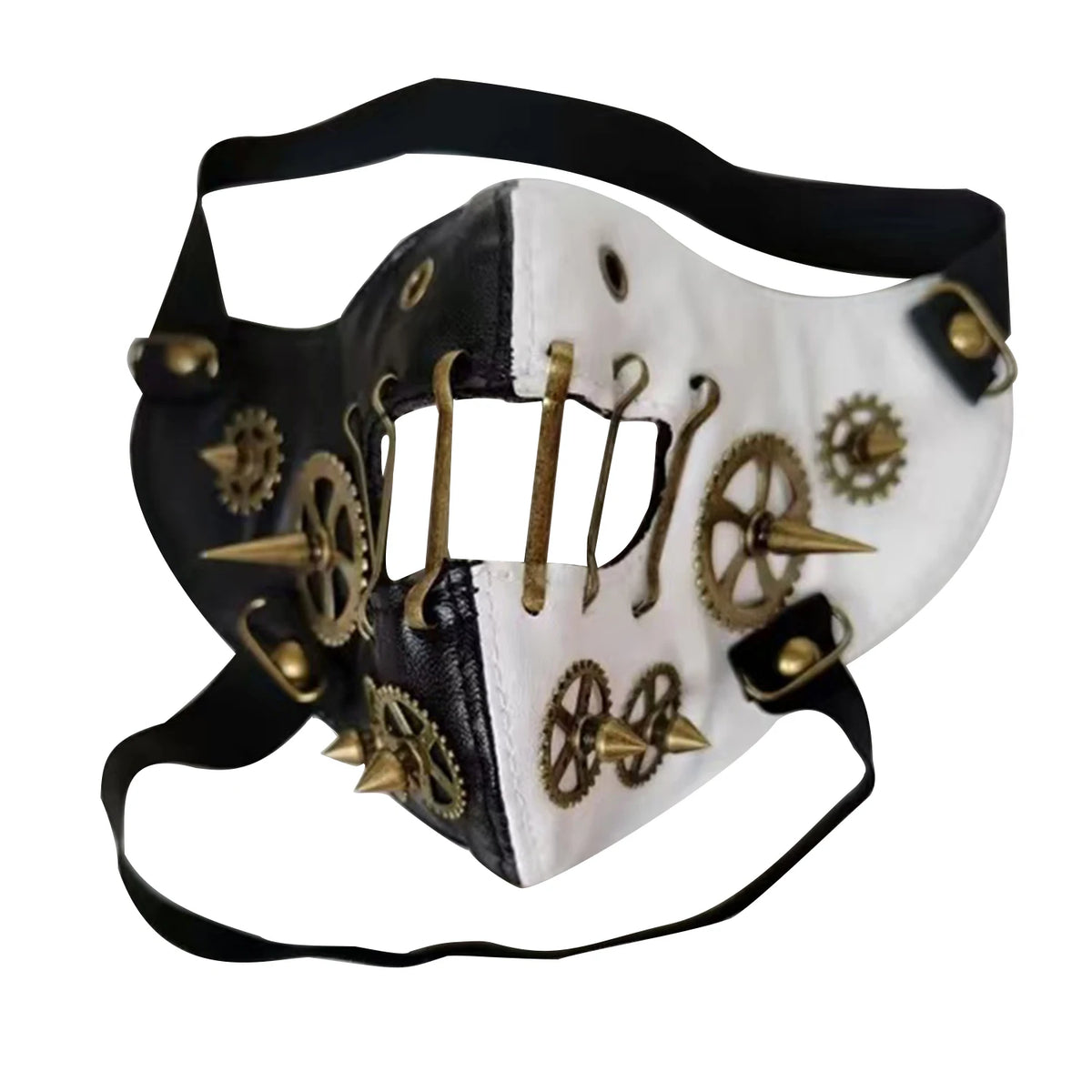 PU leather Steampunk Mask Party ProtectiveMask Cosplay Gear Nail Retro Gothc LeatherMask Innovative Scary Face cover for party