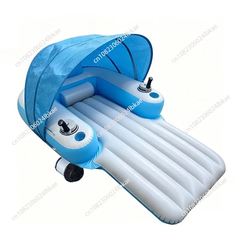 Inflatable Automatic Floating Row Built-in Propulsion Motor Rings Outdoor Swimming Pool Water Foldable Backrest Motor Lounge