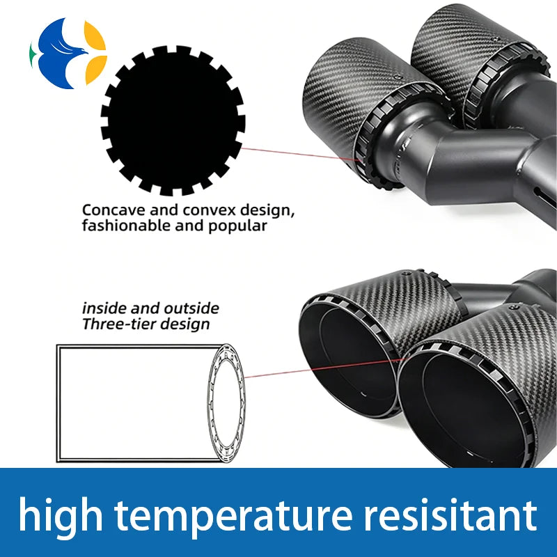 1Piece Upgrade Y Shape Double Outlet Matte Carbon Fiber For Modified Accessories Exhaust Tip Car Decoration Muffler Nozzle Pipe