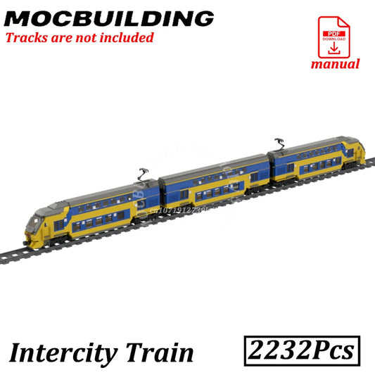 Display Intercity Train Set Blocks Model MOC Building Bricks City IRM-Passenger-Train Railroad Construction Toys Gifts