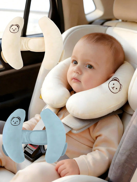 1Pc Car Seat Headrest Pillow. Baby H-Shaped Neck Pillow, Soft and Fluffy Head Support, Adjustable Velcro Design, Suitable for Car Seats, a Must-Have Item for Baby Strollers