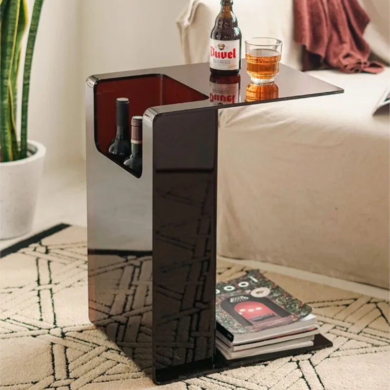 Acrylic Transparent Small Coffee Table C-shaped Sofa Card Table Living Room Window Side Table Corner Table Bedside Small Table