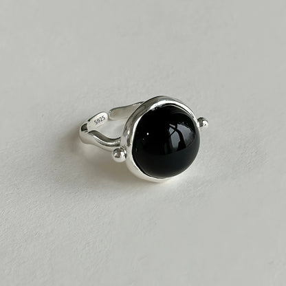PANJBJ 925 Sterling Silver Geometry Crystal Ring For Women Ellipse Exaggerated Punk Water Drop Open Jewelry Gift Dropshipping