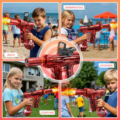Flashing Lights UZI Electric High-Speed Continuous Water Gun, Children's Toy, Men's Large Capacity Water Gun