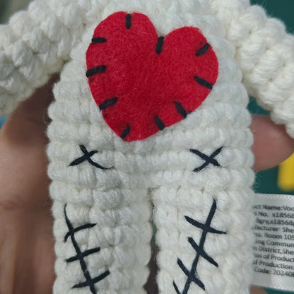 Crocheted Voodoo Doll Handmade Cute Red Heart Yarn Dolls Keychain Halloween Decoration Creative Gift For Party Home Decor