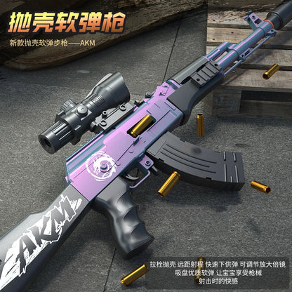 Ak47 Assault Rifle Manual Repeating Shell Ejection Soft Bullet Toy Gun Children Boy Simulation Toy Gun Akm Perfect Gift