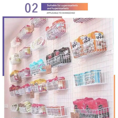 DIY Iron Grid Flower Pot Hanging Shelf Wall Art Mounted Frame Mesh Display Rack Home Decoration Metal Decorative Storage Basket