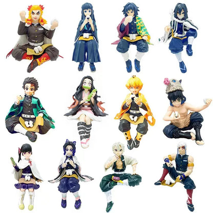 10-15cm anime Demon Slayer action figure PVC model doll collection toy car figure Kamado Tanjiro Nezuko sitting ornaments