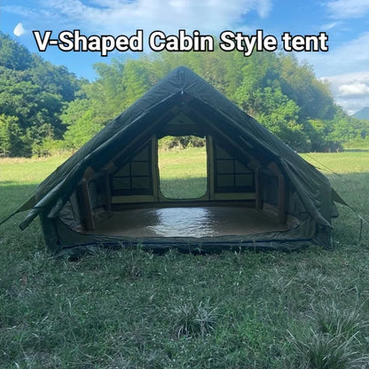 Family Spacious Camping Tents Outdoor Thickened Rainproof Overnight Inflatable Tent Sunshade Windproof Camping Supplies
