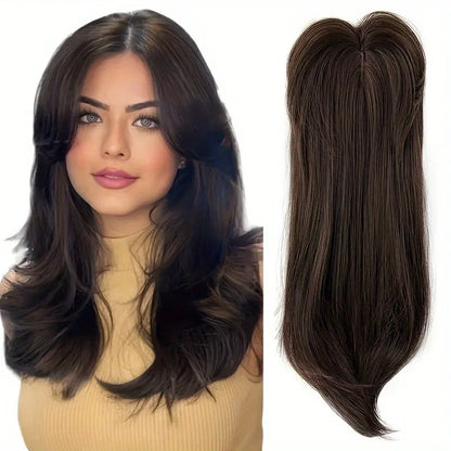[22 Inch Straight Wig Block] Elegant 22 Inch Women's Straight Synthetic Wig Block, High Temperature Fiber, Light Brown to Black
