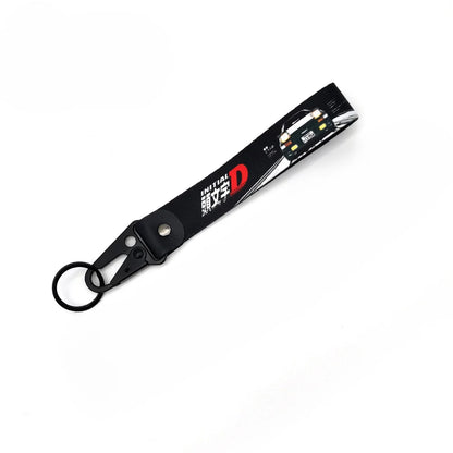 Newest JDM Style Car Keychain Nylon Initial D Gift Lanyard Keyring Auto Key Steel Spring Clip Key Starp Key Pendant