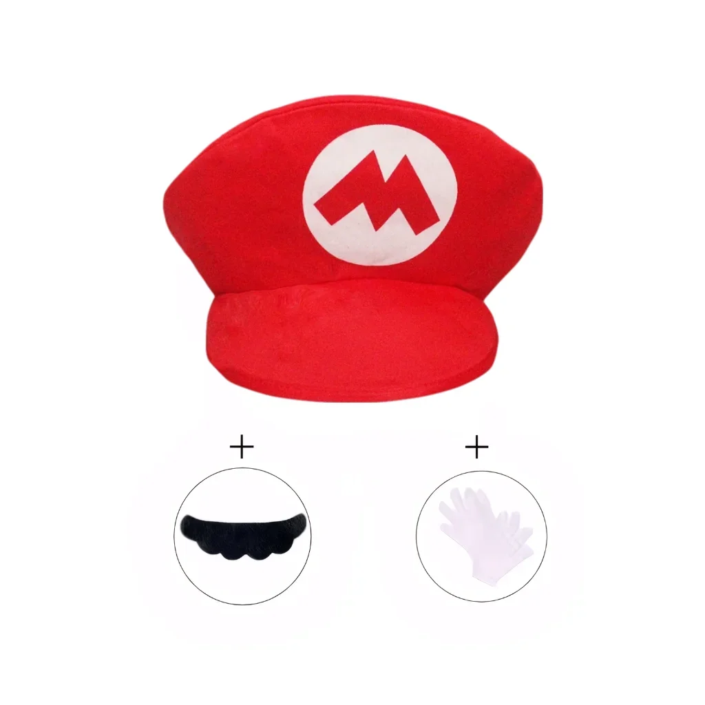 Anime Cartoon Cosplay Cap with Beard & Gloves Decoration, Boys Girls Halloween Dress Up Birthday Party Gift