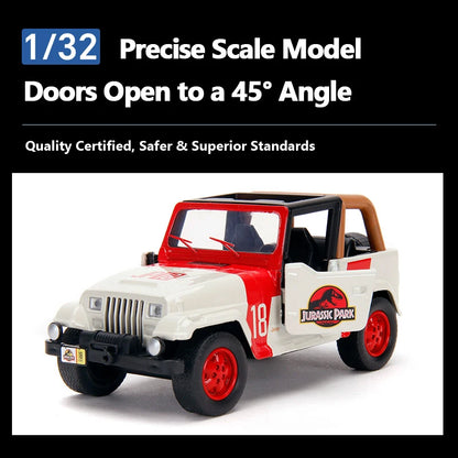JADA Hollywood Rides: 1992 Jeep Wrangler 18 Jurassic Park 1:32 Die-Cast Model Car JD32129
