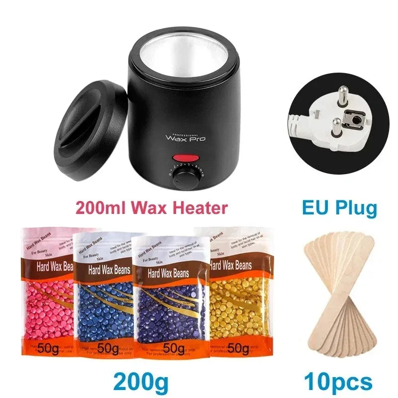 200ml Wax Melting Machine + 100g/200g /300g Wax Beans Set, Wax Heating, Wax Hair Removal And Wax Therapy Machine Wax Melting Pot