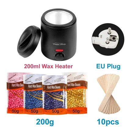 200ml Wax Melting Machine + 100g/200g /300g Wax Beans Set, Wax Heating, Wax Hair Removal And Wax Therapy Machine Wax Melting Pot