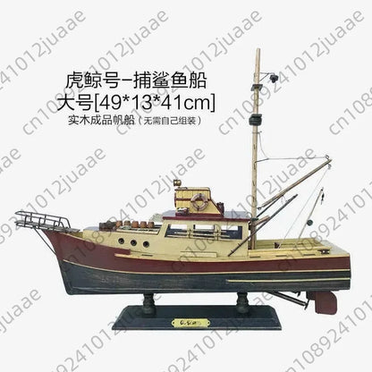Wooden Jaws - 37cm Orca Model Shark Fishing Boat Movie Relative Items Custom Famous Boats Antique Decoration Seaside Home Decor