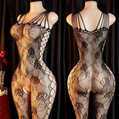 Women Open Crotch Bodystocking Lingerie Black Underwear Body Suit Sexy Crotchless Costume Teddies Bodysuits for Adult Female