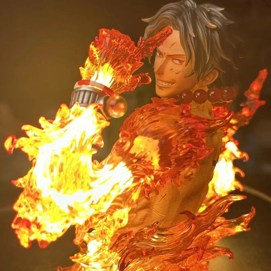 Anime 13CM One Piece Portgas D. Ace Action Figure Bust Light-Up Desktop Ornament Anime/Manga Birthday Gift