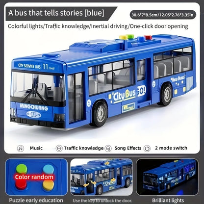 Large Size Light Music Inertia Bus Model Pull Back Cars Simulation Bus High Quality Drop-resistant Educational Toys Gifts