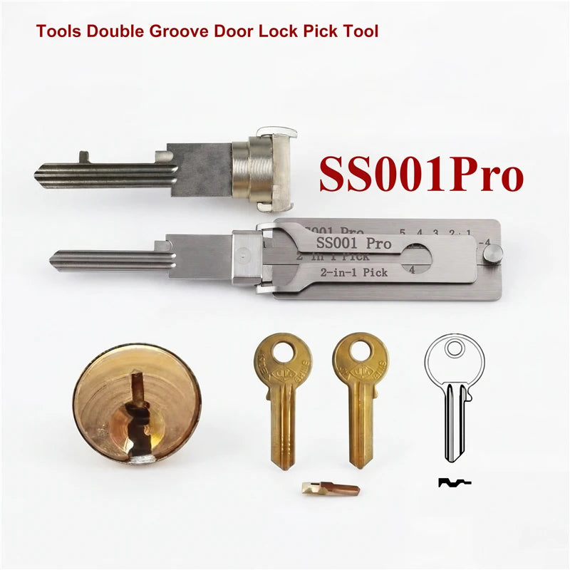 Professional Locksmith Tool,SS001Pro SS002Pro 2 in 1 Pick&Decoder,Lock Cylinder Decoding Unlocking Hand Tool with Storage Box