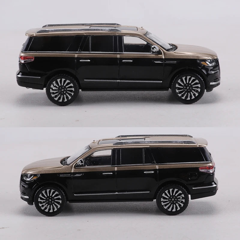 SHADOW PRO 1:64 Lincoln Navigator L Black/Silver Alloy Model Car