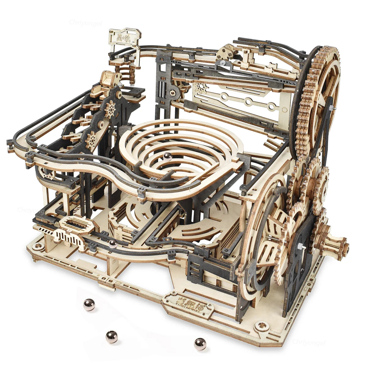 Chriyungel 3D Wooden Marble Run Puzzle DIY Building Model Kits Rolling Ball Track Brain Teaser Game Gift for Adults Teens