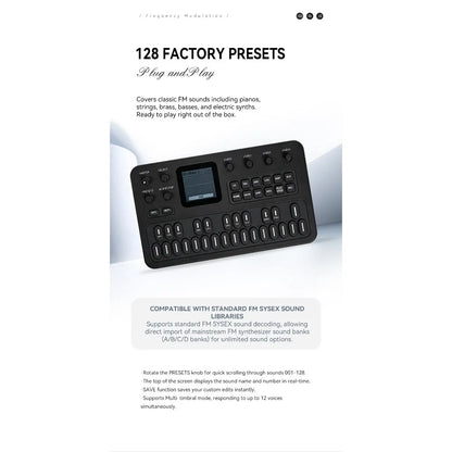 M-VAVE（SK15）FM-1 Synthesizer, Portable Handheld Sound Source, 128 Presets, Built-in Speaker, Battery Powered
