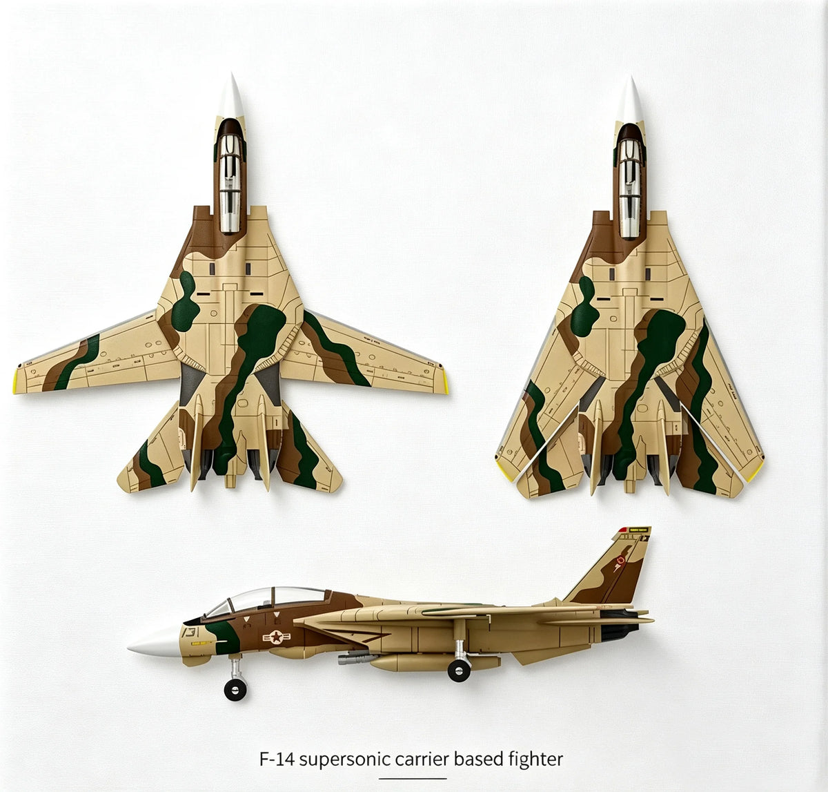 Tomcat Desert Camo Fighter Jet Building Block Model  Hobby Collectible Display Toy Gift for Boys
