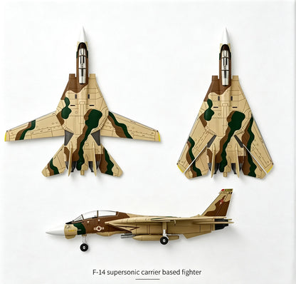 Tomcat Desert Camo Fighter Jet Building Block Model  Hobby Collectible Display Toy Gift for Boys