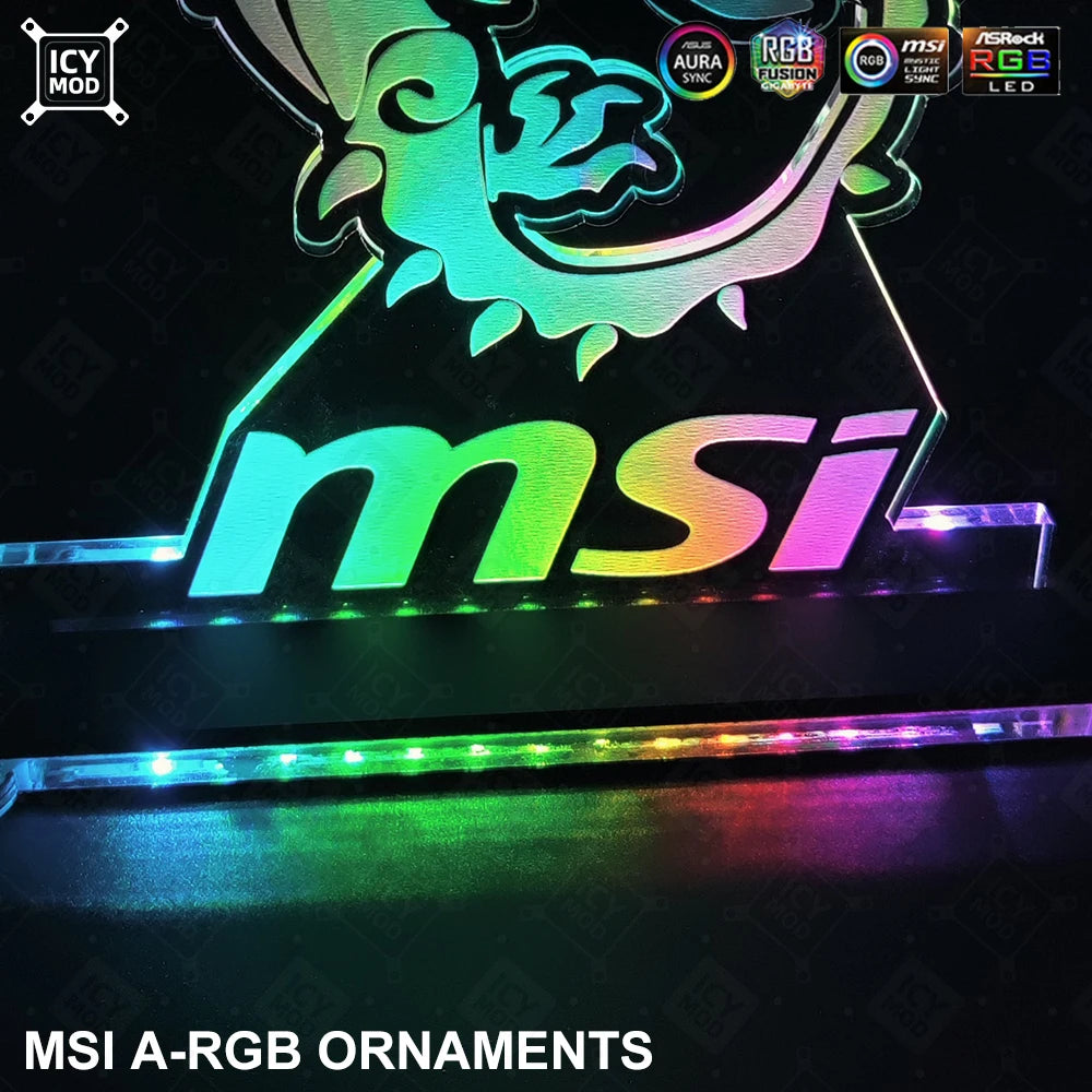 MSI Gaming Figure A-RGB Rainbow LED Acrylic Lighting Panel 5V3Pin Mystic Lighting PC Water Cooling MOD Belief Dragon Decoration