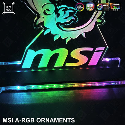 MSI Gaming Figure A-RGB Rainbow LED Acrylic Lighting Panel 5V3Pin Mystic Lighting PC Water Cooling MOD Belief Dragon Decoration