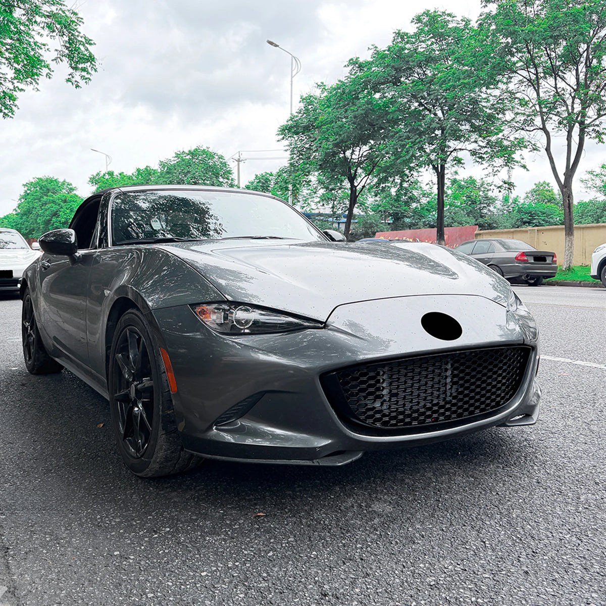 For Mazda MX-5 Miata ND 2016-2026 Glossy Black Front Grille Upper Bumper Hood Mesh Grid Air Intake Body Protector Racing Grill