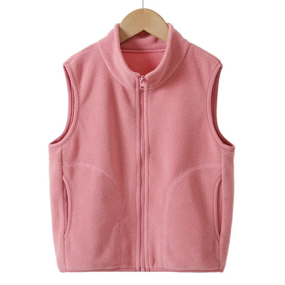 Autumn Kid Vest Winter Warm Fleece Sleeveless Jacket For Boys Girls Casual Versatile Teenage Children Outerwear
