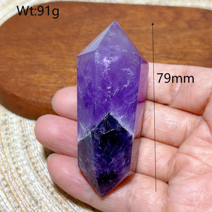 Natural Crystal Two Color Amethyst Double Point Tower Healing Rainbow High Quality Gemstones Energy Home Decorations Gift