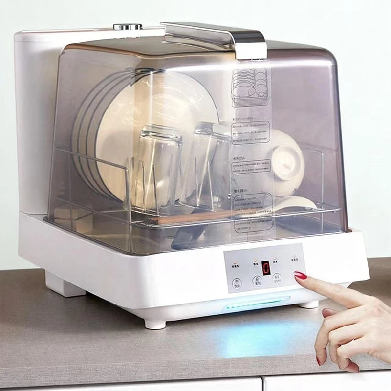 Transparent Household Countertop Mini Dishwasher, Portable Smart Automatic High-Temperature Dishwasher