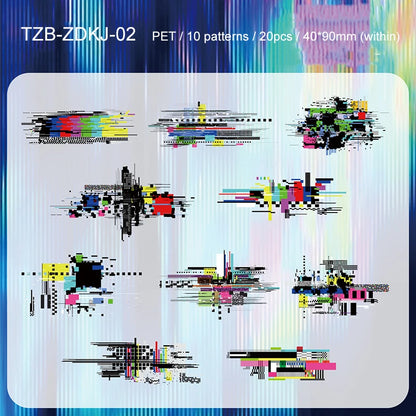 JIANWU Noise Space Series Vintage Cyberpunk Mosaic Landscape Material Collage PET Sticker Creative DIY Journal Stationery