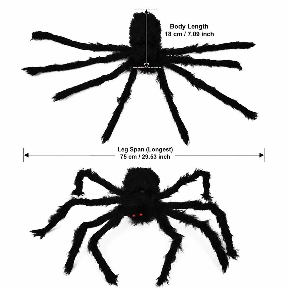 Large Black Spider for Halloween, Giant Spider Decoration, Professional Accessories, for Outdoor Yard, Scary Decoration
