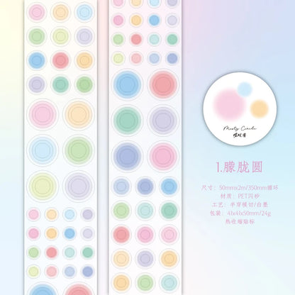 50mm * 2m Kawaii Sparkling Sand Circle Star Basic Decoration Die Cutting Sticker Tape DIY Diary Album Scrapbooking Material