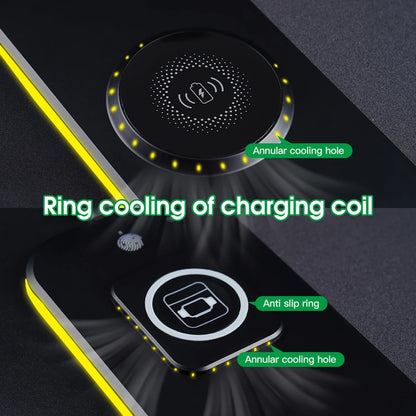 3 IN 1 Mouse Pad Magnetic Wireless Charging for Mobile Phone, Watch, Headphone RGB Lighting Desk Mat Gaming Mousepad 80x30cm