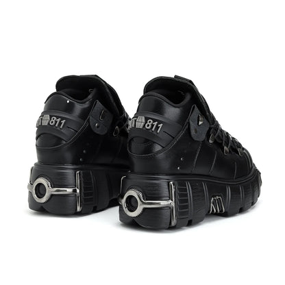 2026 New Brand Punk Style Women Shoes Lace-up heel height 6CM Platform Shoes Woman Rock Boots Metal Decor Woman Sneakers