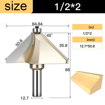 Tideway 45 Deg Bevel Edge Forming Chamfer Router Bits with Bearing Chamfering CNC Wood Cutting Tools Woodworking Milling Cutter