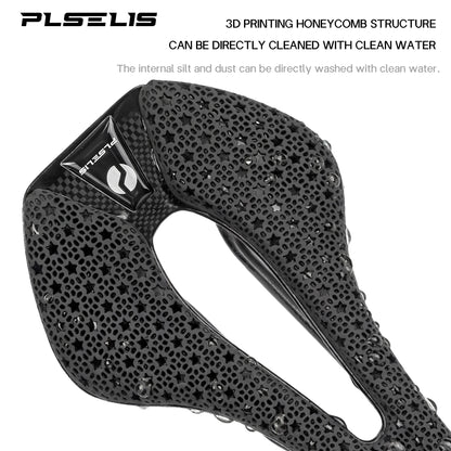 Plselis Lightweight Road Bicycle Saddle High-Strength Carbon Fiber 3D Printed 165g Cycling Cushion Riding Accessories