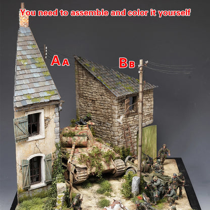 Assembly Architectural Model Sand Table Stone House Europeanizing Architecture Single Building Diorama Scale Model Kit 1/35