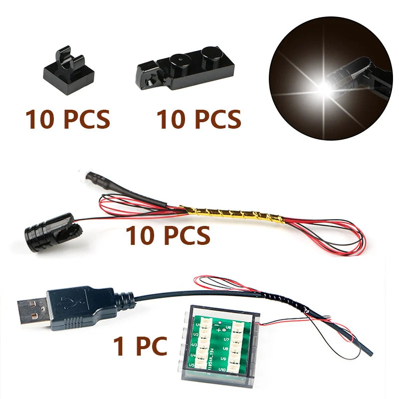 10pcs Terminal Led Searchlight MOC For Lego Light Table Lamp Multifunctional DIY Spotlight Black Building Block 1219